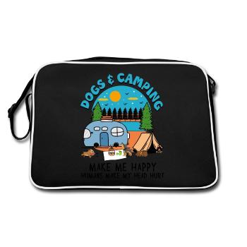 Les chiens et le camping me rendent heureux Les humains font ma tête - Sac Retro - noir/blanc - Dos