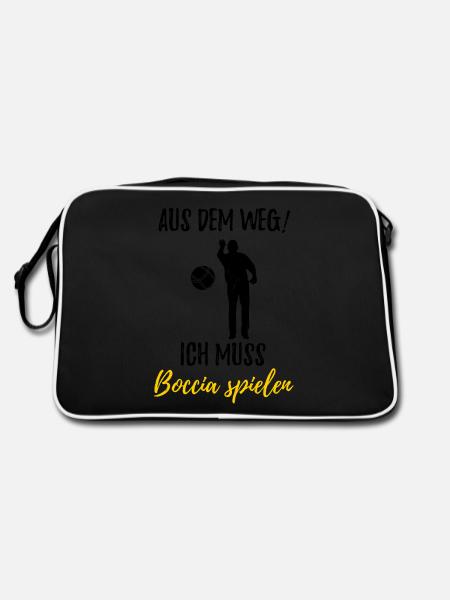 Boule Petanque Boccia Boules - Retro Tasche - Schwarz/Weiß - Hinten