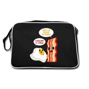 Love Bacon Egg Fried Speck-Liebhaber Geschenk - Retro Tasche - Schwarz/Weiß - Hinten