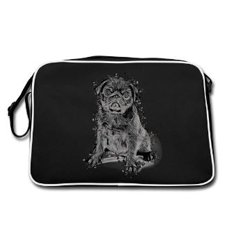 idée cadeau chiot carlin mignon chemise carlin carlin - Sac Retro - noir/blanc - Dos