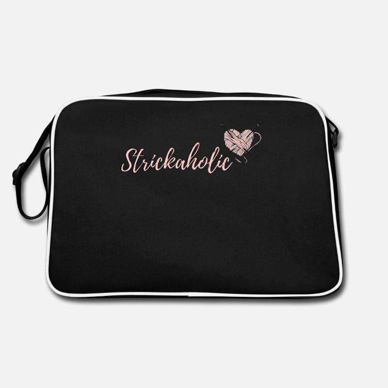 Wolle Stricken - Retro Tasche - Schwarz/Weiß