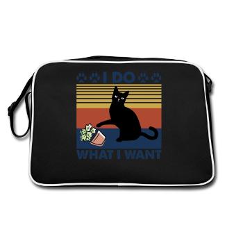 T-shirt Je fais ce que je veux chat avec plante - Sac Retro - noir/blanc - Dos