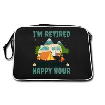 I'm Retired Every Hour Is Happy Hour T Shirt - Retro Bag - black/white - Back