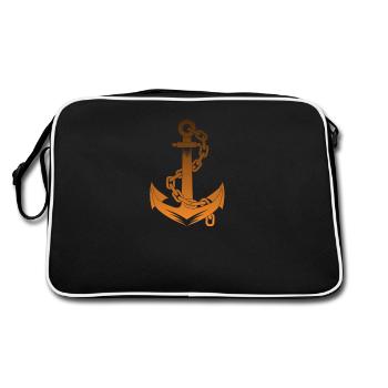 Anchor boat motorboat sailing - Retro Bag - black/white - Back