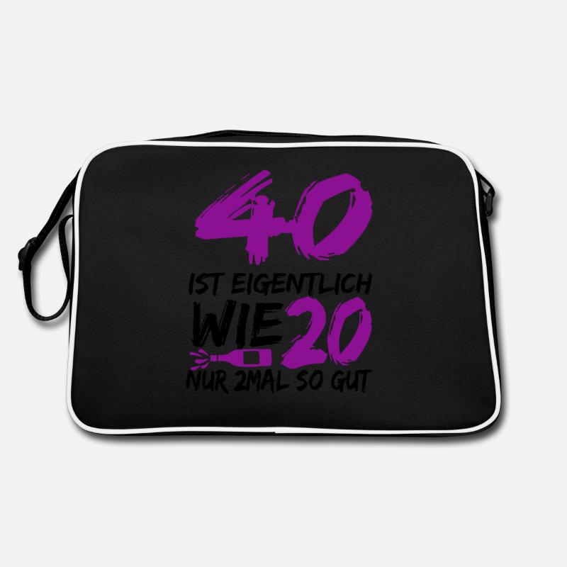 40 Geburtstag 40 Jahre Geschenk - Retro Tasche - Schwarz/Weiß