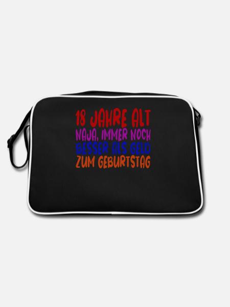 18 Jahre 18 Geburtstag Geschenk - Retro Tasche - Schwarz/Weiß - Hinten