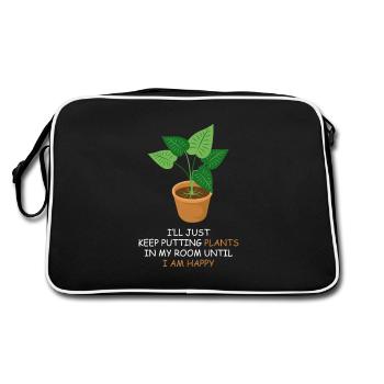 Plants Happy Plants Lover Gift - Retro Bag - black/white - Back