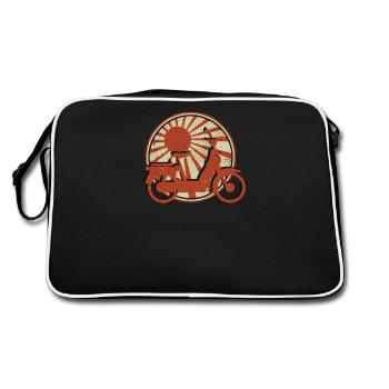 Mofa Tshirt Mofaroller Moped Mofafahrer Mofas - Retro Tasche - Schwarz/Weiß - Hinten