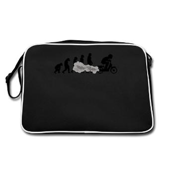 Mofa Mofaroller EVOLUTION Moped Mofafahrer Mofa - Retro Tasche - Schwarz/Weiß - Hinten