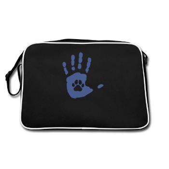 Cadeau personnalisé de chat de chien de patte de main - Sac Retro - noir/blanc - Dos