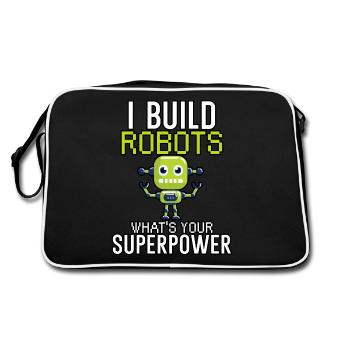Je construis des robots - Sac Retro - noir/blanc - Dos
