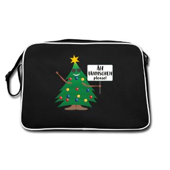 Lustiges Weihnachts Motiv Christbaum Tannenbaum - Retro Tasche - Schwarz/Weiß - Hinten