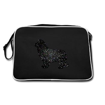 Newfoundland Dog Mosaic Black - Retro Bag - black/white - Back