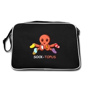 Sock-TOPUS animal lover gift - Retro Bag - black/white - Back