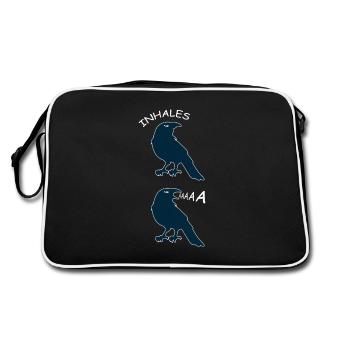 Crow scream geek or hipster gift - Retro Bag - black/white - Back