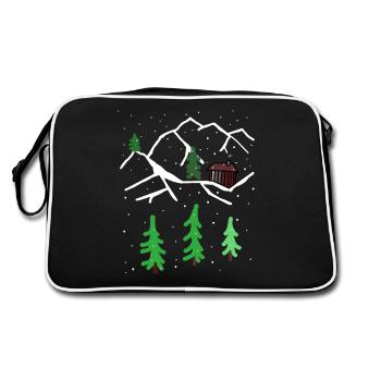 Winter Mountain Hut Solitude Christmas Snow - Retro Bag - black/white - Back