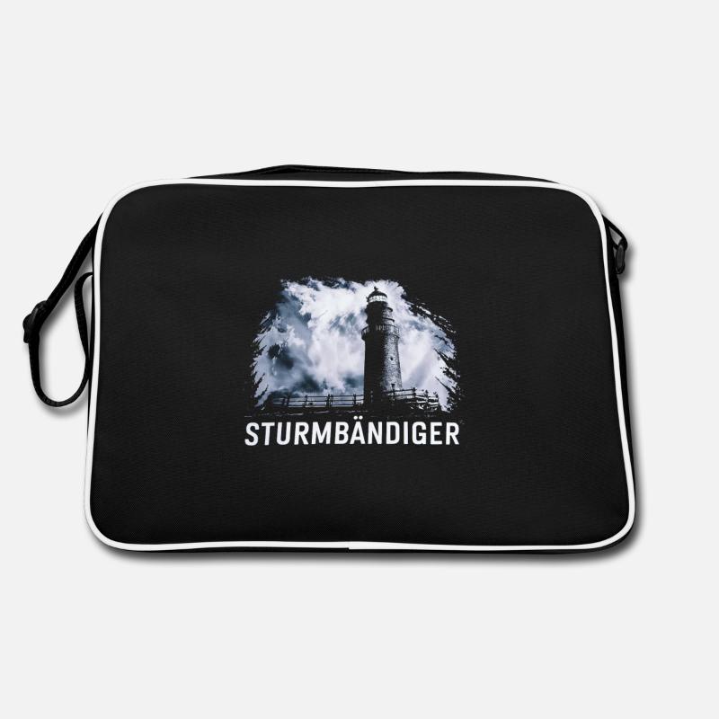 Sturmbändiger Leuchtturm Norddeutschlands Mystik - Retro Tasche - Schwarz/Weiß