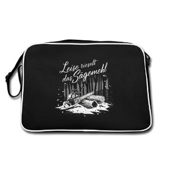 Quietly trickling sawdust Nature-loving lumberjack - Retro Bag - black/white - Back