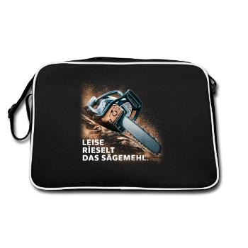 Leise Rieselt Das Sägemehl Handwerkerstolz - Retro Tasche - Schwarz/Weiß - Hinten
