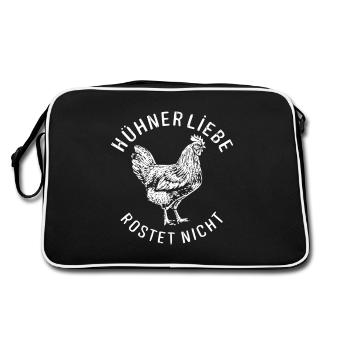 Chicken Love Rusts Not Rural Motif - Retro Bag - black/white - Back