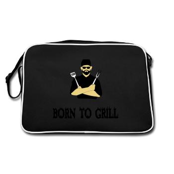 BBQ Grillen - Retro Tasche - Schwarz/Weiß - Hinten