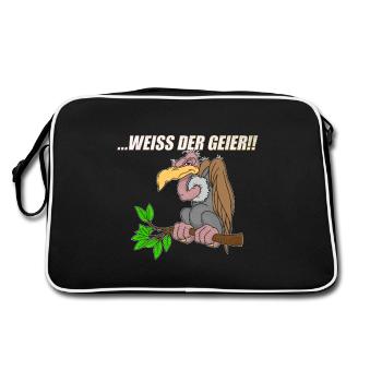 Weiss der Geier - Retro Tasche - Schwarz/Weiß - Hinten