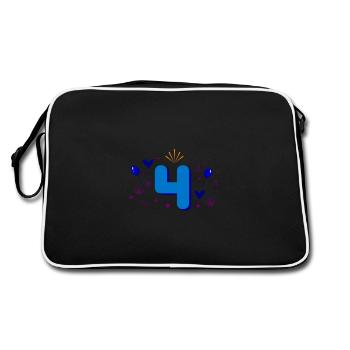 4th birthday boy - Retro Bag - black/white - Back