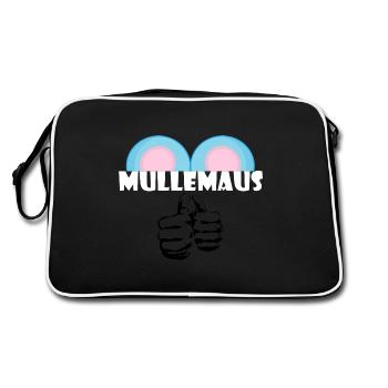 Kosename Mullemaus Geschenkidee - Retro Tasche - Schwarz/Weiß - Hinten
