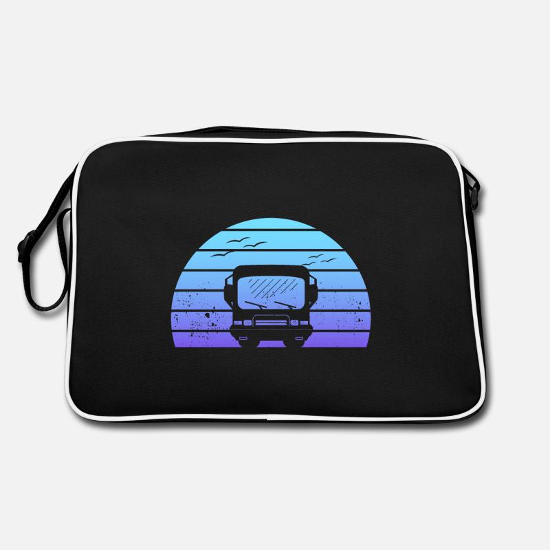Silhouette de camping-car classique au coucher du soleil Sac Retro