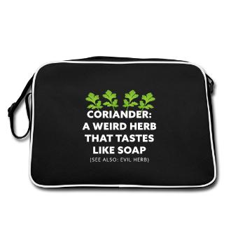 Coriandre: une herbe étrange qui a le goût d'un cadeau de savon - Sac Retro - noir/blanc - Dos