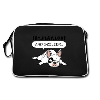 Sleeping French bulldog - Retro Bag - black/white - Back