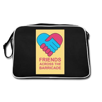 Freunde über das Barrikaden-T-Shirt - Retro Tasche - Schwarz/Weiß - Hinten
