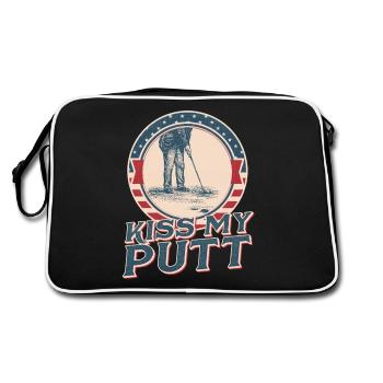 Embrassez mon putt drôle cadeau de golf mignon blague vintage - Sac Retro - noir/blanc - Dos