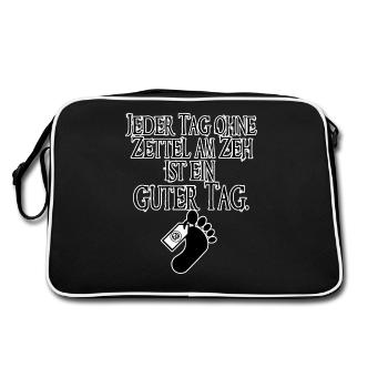 Jeder Tag ohne Zettel am Zeh ist ein guter Tag - Retro Tasche - Schwarz/Weiß - Hinten
