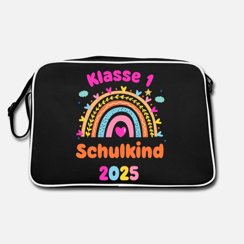Klasse 1 Schulkind - Einschulung 2025 - Regenbogen Retro Tasche
