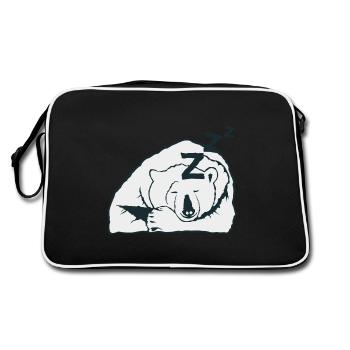 bear drawing zzz sleeps sleep hibernate 2703 o - Retro Bag - black/white - Back