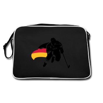 DEUTSCHLAND EISHOCKEY GER STÜRMER MIT ADLERKOPF - Retro Tasche - Schwarz/Weiß - Hinten