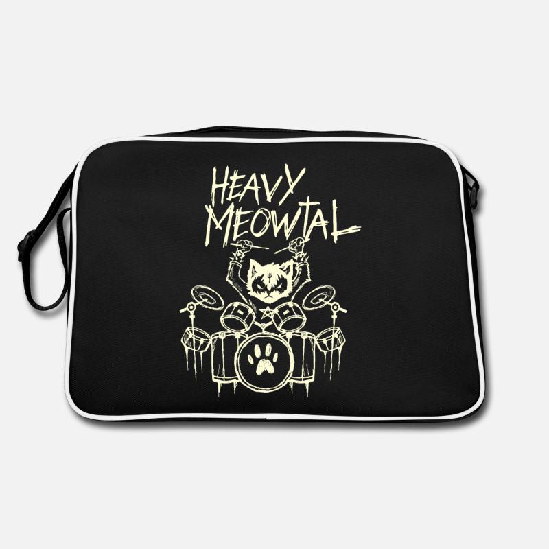 Heavy Metal Katze Schlagzeug Drummer Gothic Goth Retro Tasche