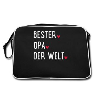 Bester Opa der Welt - Retro Tasche - Schwarz/Weiß - Hinten