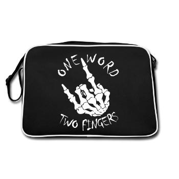 French fork Devil Horns Heavy Metal Rocker Hand - Retro Bag - black/white - Back