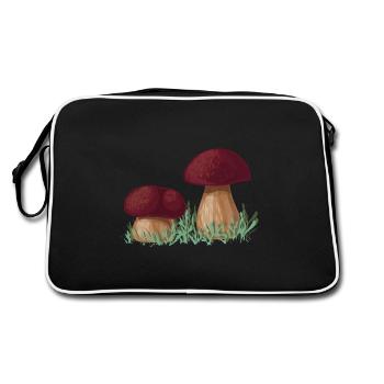 Porcini Mushrooms pick mushroom picker mushroom - Retro Bag - black/white - Back