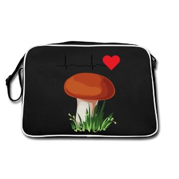 Porcini Mushrooms pick mushroom picker mushroom ECG - Retro Bag - black/white - Back