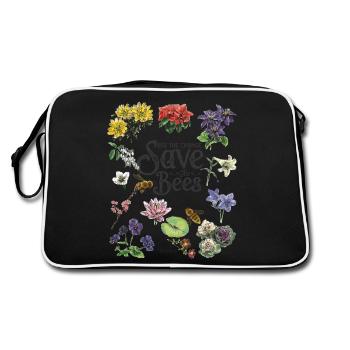 Sauvez le cadeau d'art d'abeilles - Sac Retro - noir/blanc - Dos