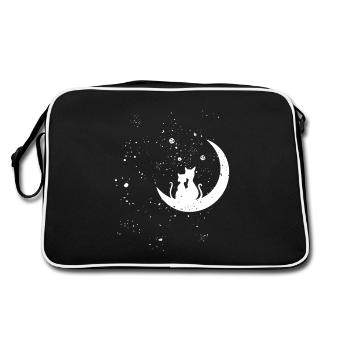 Cats love moon stars Milky Way - Retro Bag - black/white - Back