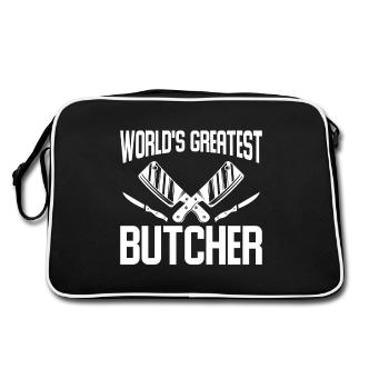 Awesome Butcher Design Quote World's Greatest Butc - Retro Tasche - Schwarz/Weiß - Hinten
