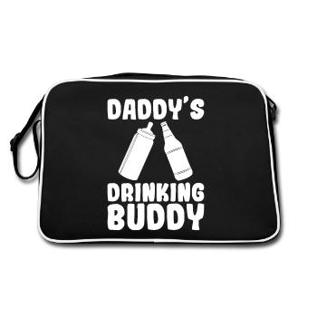 Sarcastic Baby Child Design Quota Daddy's Drinking - Retro Bag - black/white - Back