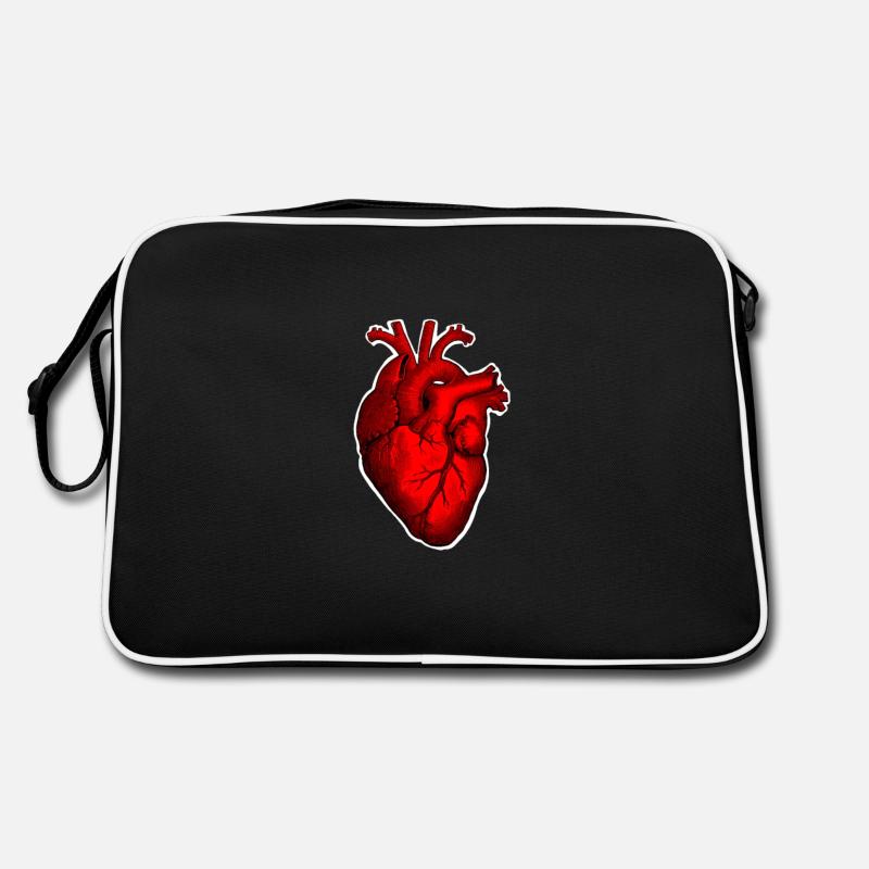 Retro Victorian Etching Style Human Heart - Retro Bag - black/white