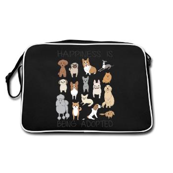 Cute Pet Shelter Dog Gift - Retro Tasche - Schwarz/Weiß - Hinten