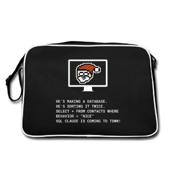 Christmas SQL Clause programmer IT gift - Retro Bag - black/white - Back