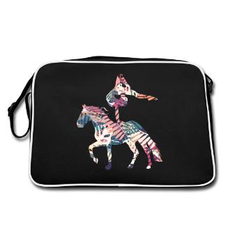 Cavalier drôle d'équitation cavalier gaul - Sac Retro - noir/blanc - Dos